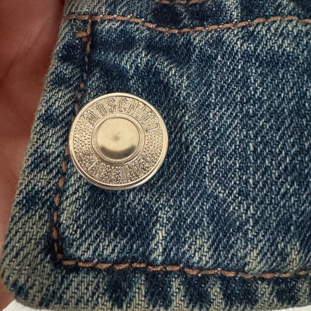 EUC Moschino Couture Distressed Denim Jean Shirt Jacket Size 2 X small Italy - Picture 6 of 16